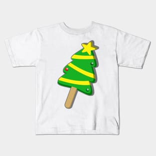 christmas tree bubble gum ice cream on red Kids T-Shirt